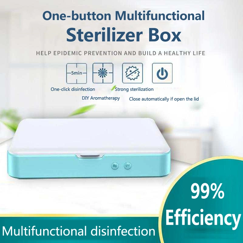 Tablet UV Disinfection Box Quartz Tube UV Sterilizer Container High-Capacity Sanitizer Box for Cleaning Phone Watch Keys with Aromatherapy Function