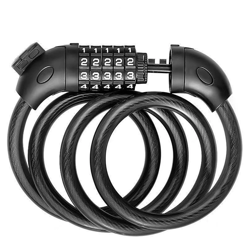 4 Feet High Security 5 Digit Resettable Combination Coiling Bike Cable Lock