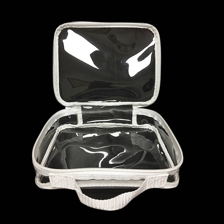حقيبة مستحضرات التجميل الشفافة المصنوعة من كيس التجميل للنساء البيض Zipper حقيبة ماكياج