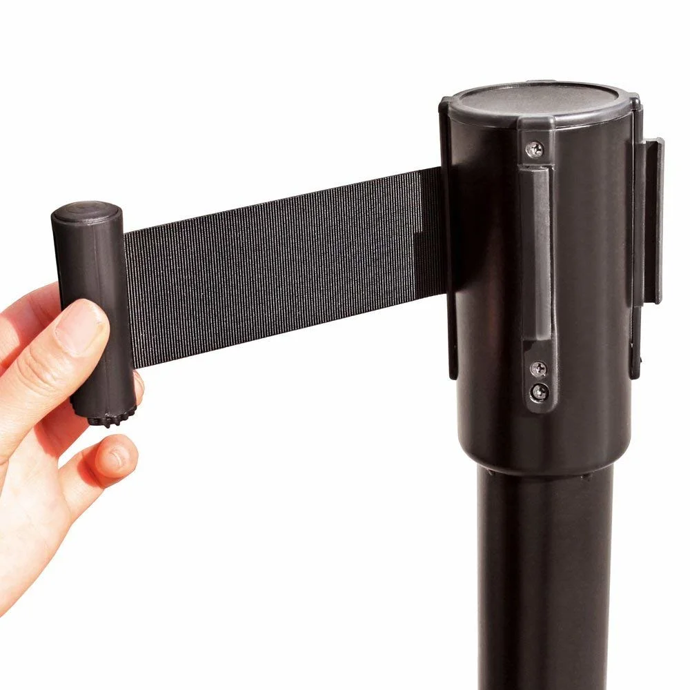 4-Way Connection Black Durable Stanchion Post Security Pole Crowd Control Queue Barrier