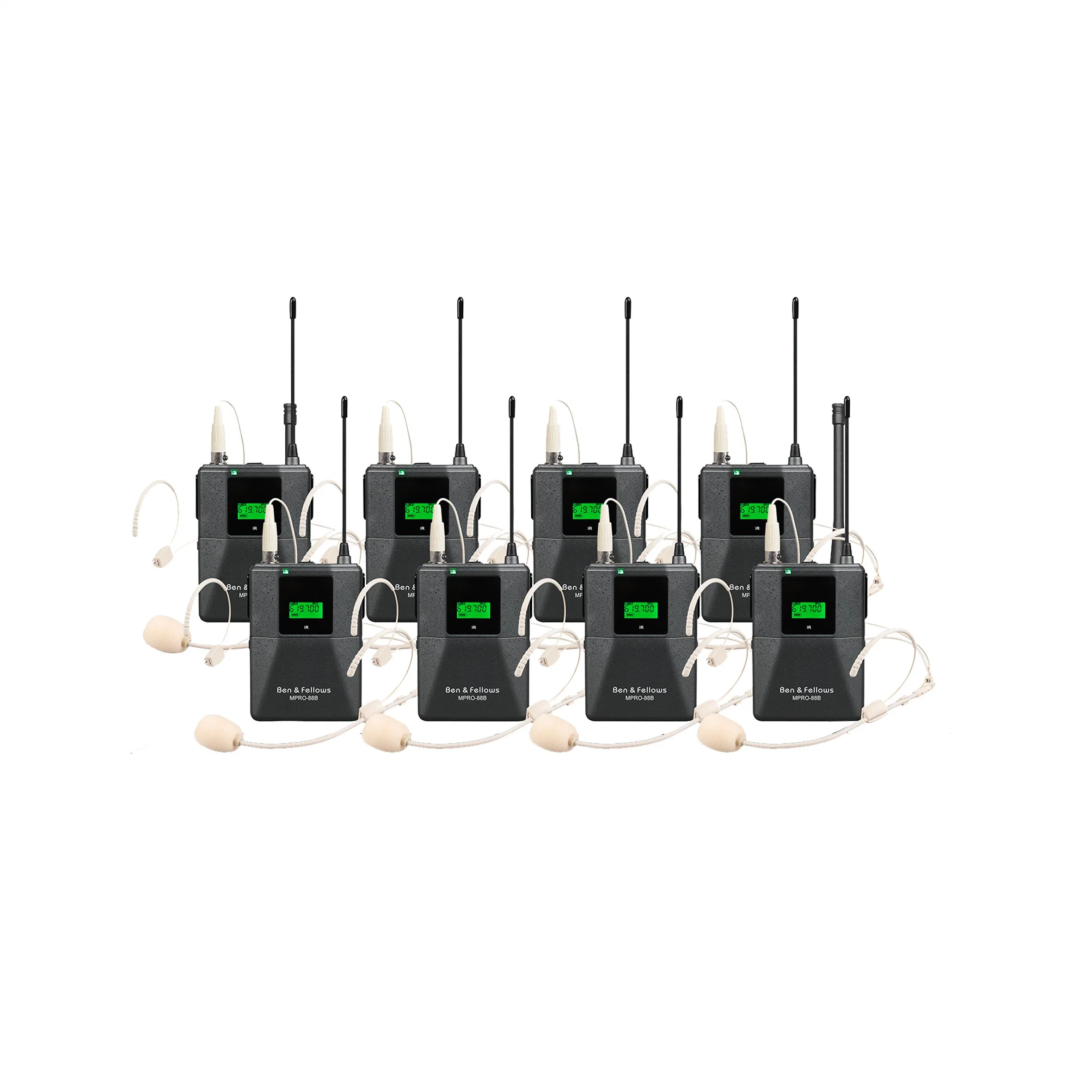 Professional 8 Channel Wireless UHF Headset Headphone Microphone with Belt-Pack