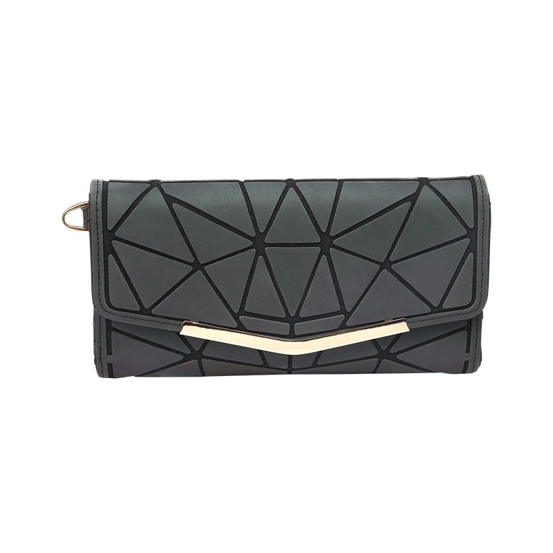 Custom Geometric Luminous PU Leather Card Holder Ladies Wallets