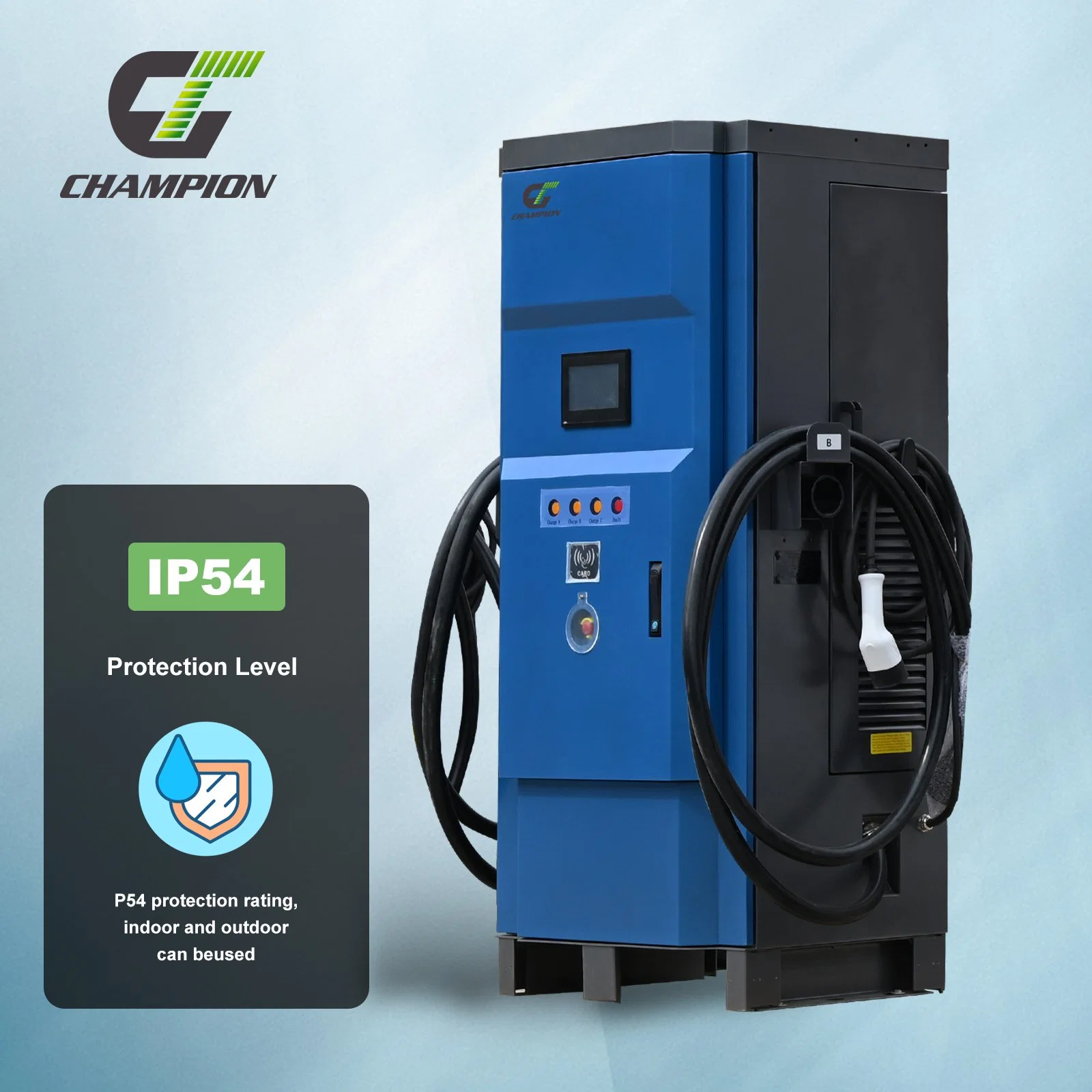 OEM Comercial DC Fast CCS CHAdeMO GBT OCPP Type2 3 Conectores pantalla táctil EV Estación de carga para coche de nueva energía