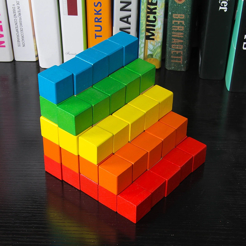 Rainbow Stacker bloques de madera Matemáticas ayudas para la enseñanza 2-3cm Juguete cuadrado 30pcs/juego