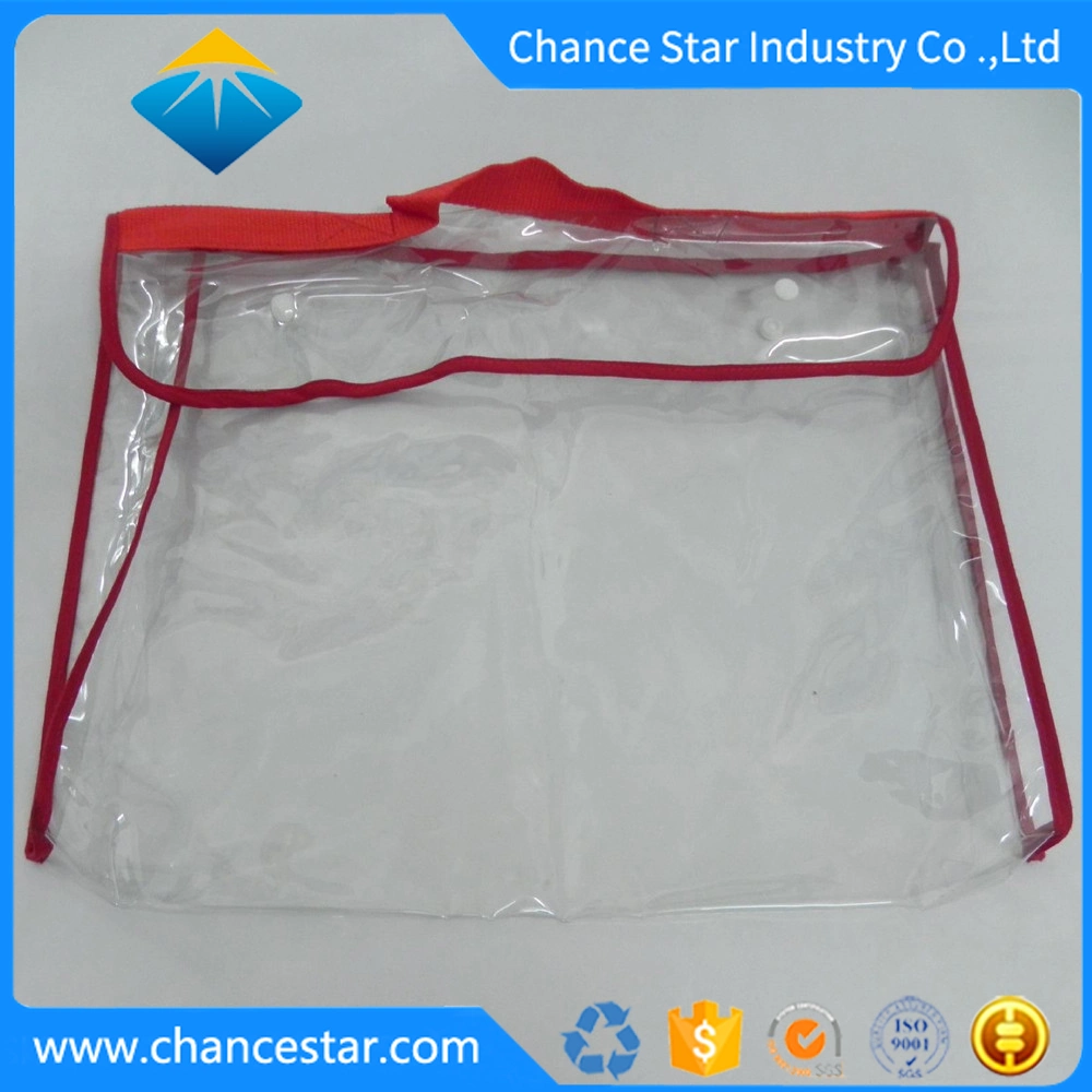 Custom Snap Button Clear Plastic PVC Garment Bag with Handle