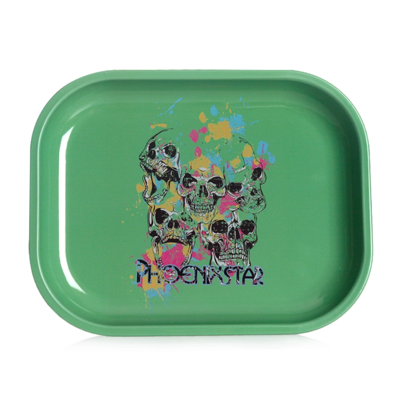 Hf Glass Smoking Set Decal Designed Mixed Colors Rolling Tray New Design