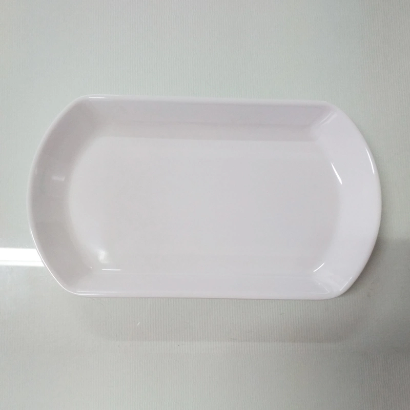 Western Style Melamine White Square Restaurant Plates Dinnerware