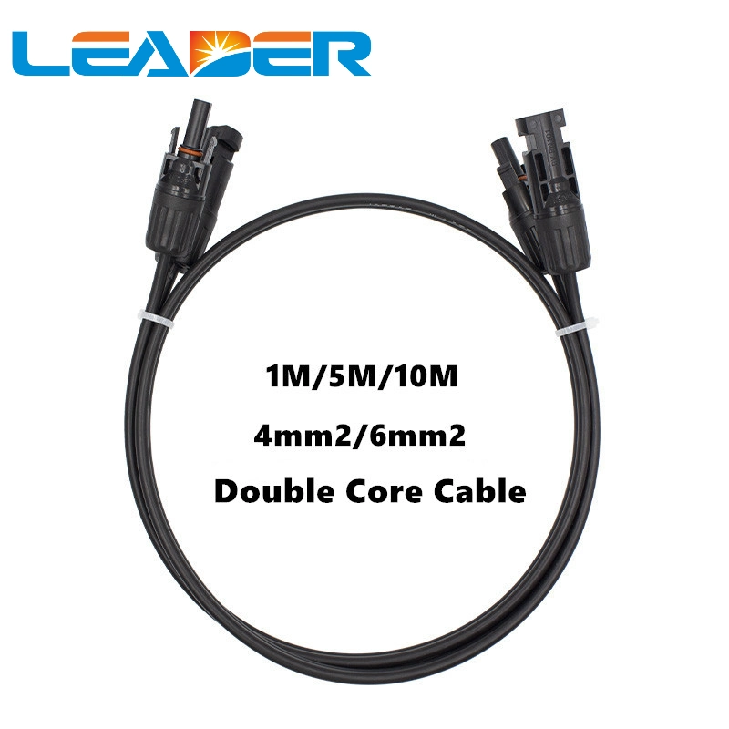 PV Solar Double Core 1/5/10 Meters 4mm2 6mm2 (12AWG/10AWG) Extension Cable for Solar Panel with 1000V Male and Female Connector