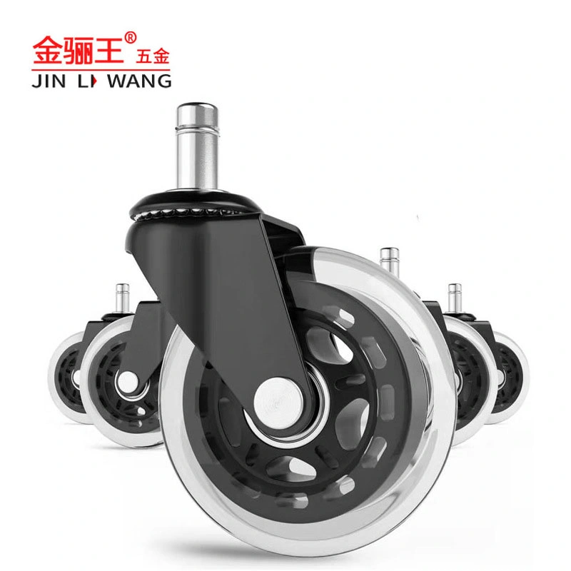 Heavy Duty Swivel Threaded Stem Casters 2.5 Inch 3 Inch Wheels Castor Black Tranparent PU Caster Wheel for furniture Office Chair