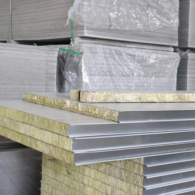 Steel Buildings High Density Mineral Wool Wall Panels Rockwool/Rock Wool Sandwich Panel for Internal and External Wall