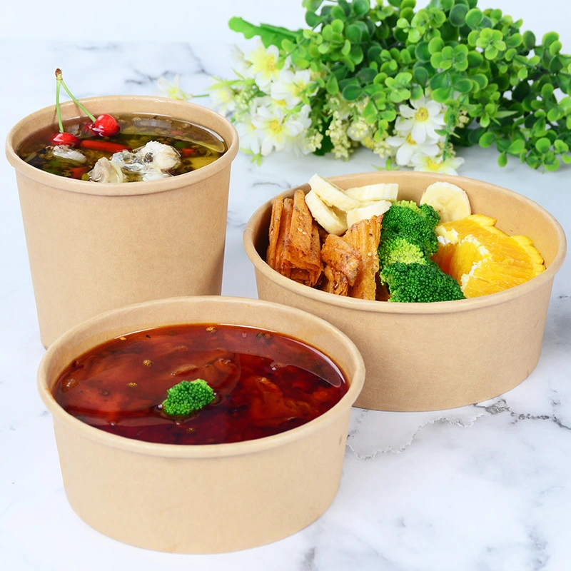 Microwaveable Biodegradable Lunch Box Portable Kraft Paper Food Container Disposable Eco Friendly Paper Food Packaging