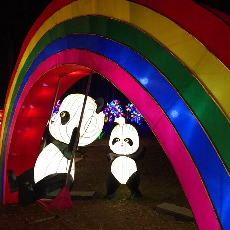 Customized Panda Lantern Decorative Traditional Chinese Animal Light Festival Professional Cartoon Panda LED