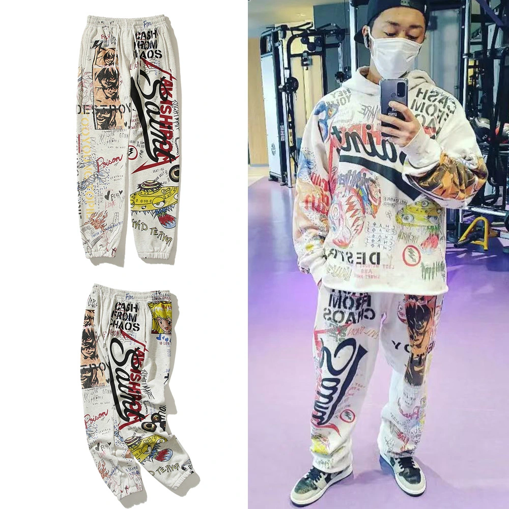 Custom Graffiti Sweatpants 100% Cotton French Terry Full Print Sweat Pants