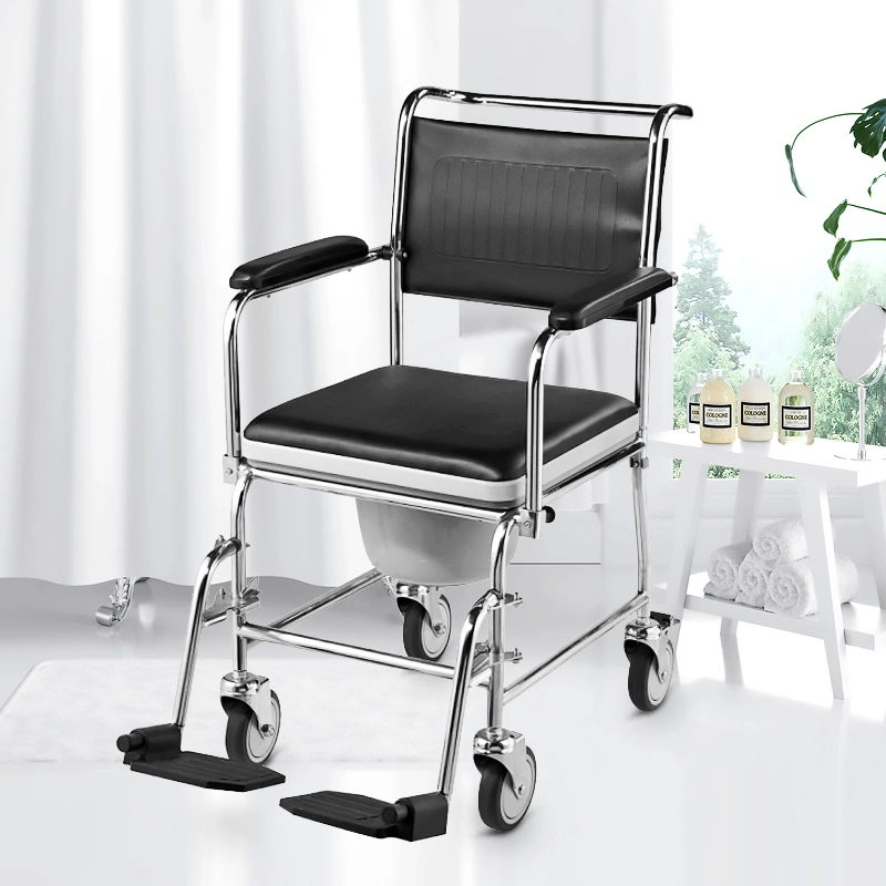 Hq692 ISO FDA CE Commode Chair Walking Commode Chair for Adult with Wheels