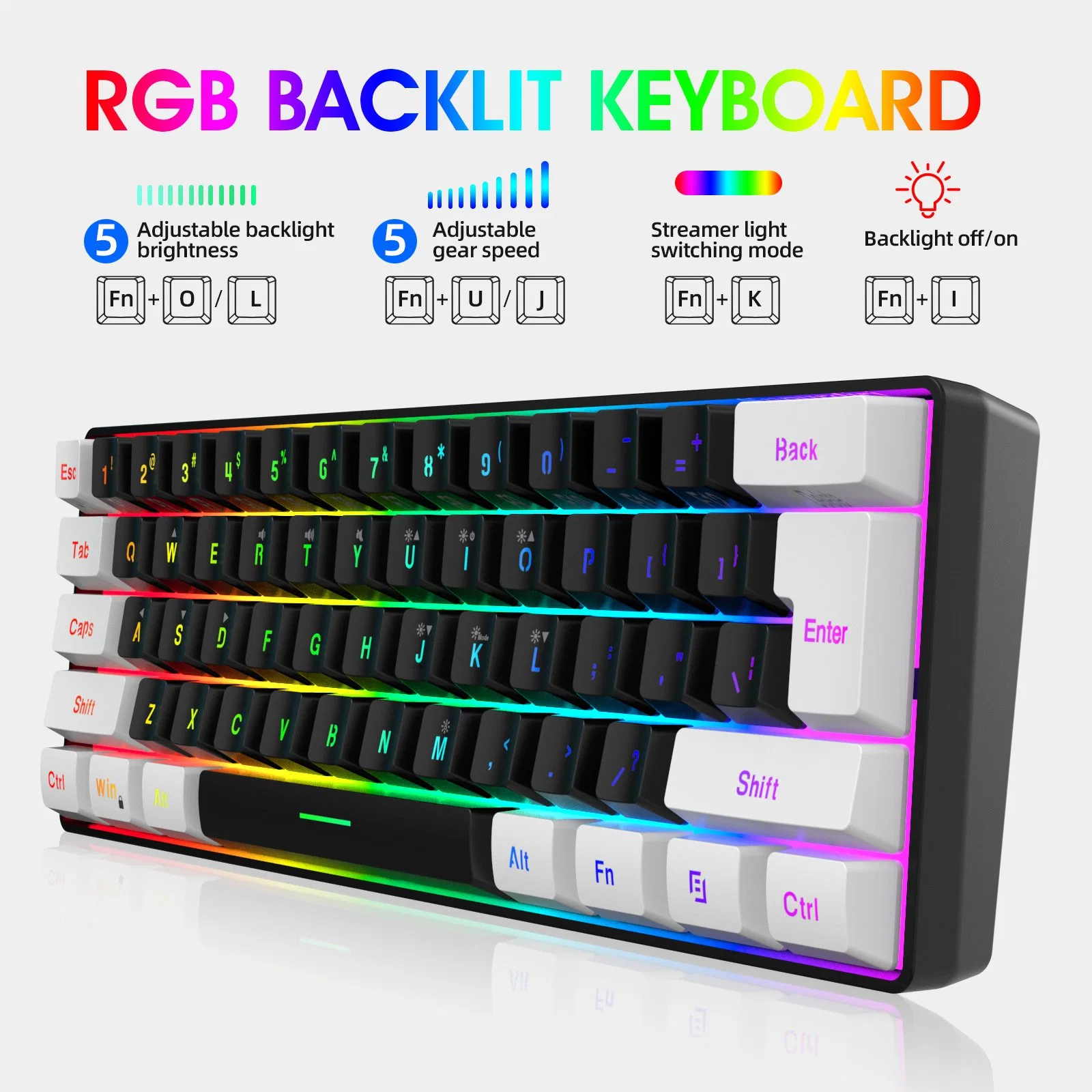 New 61key Computer Parts Mini Gaming Keyboard Mechanical Feelsuitable for Laptop Desktop