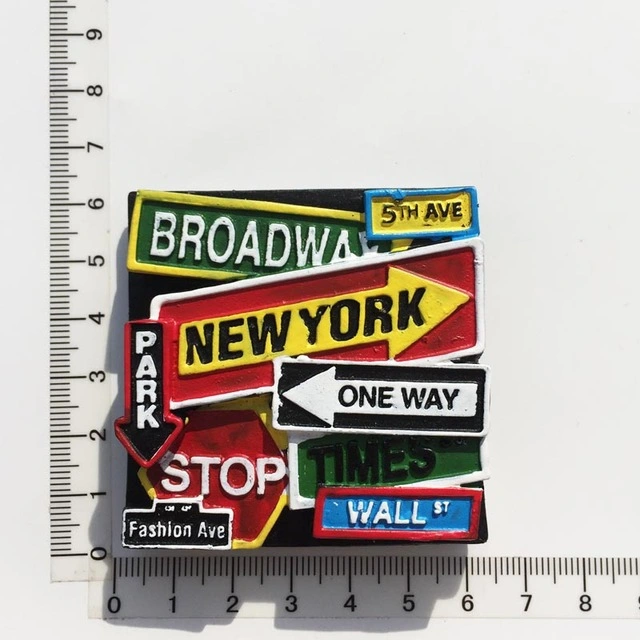 Custom Logo New York Tourist Souvenir Crafts Resin Painted Magnet Refrigerator Magnets