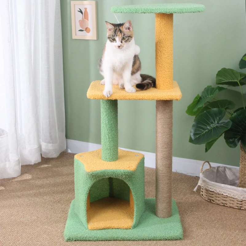 Gatito Casas de madera Entretenimiento gato rascándose poste Plataforma Torre Gato Árbol