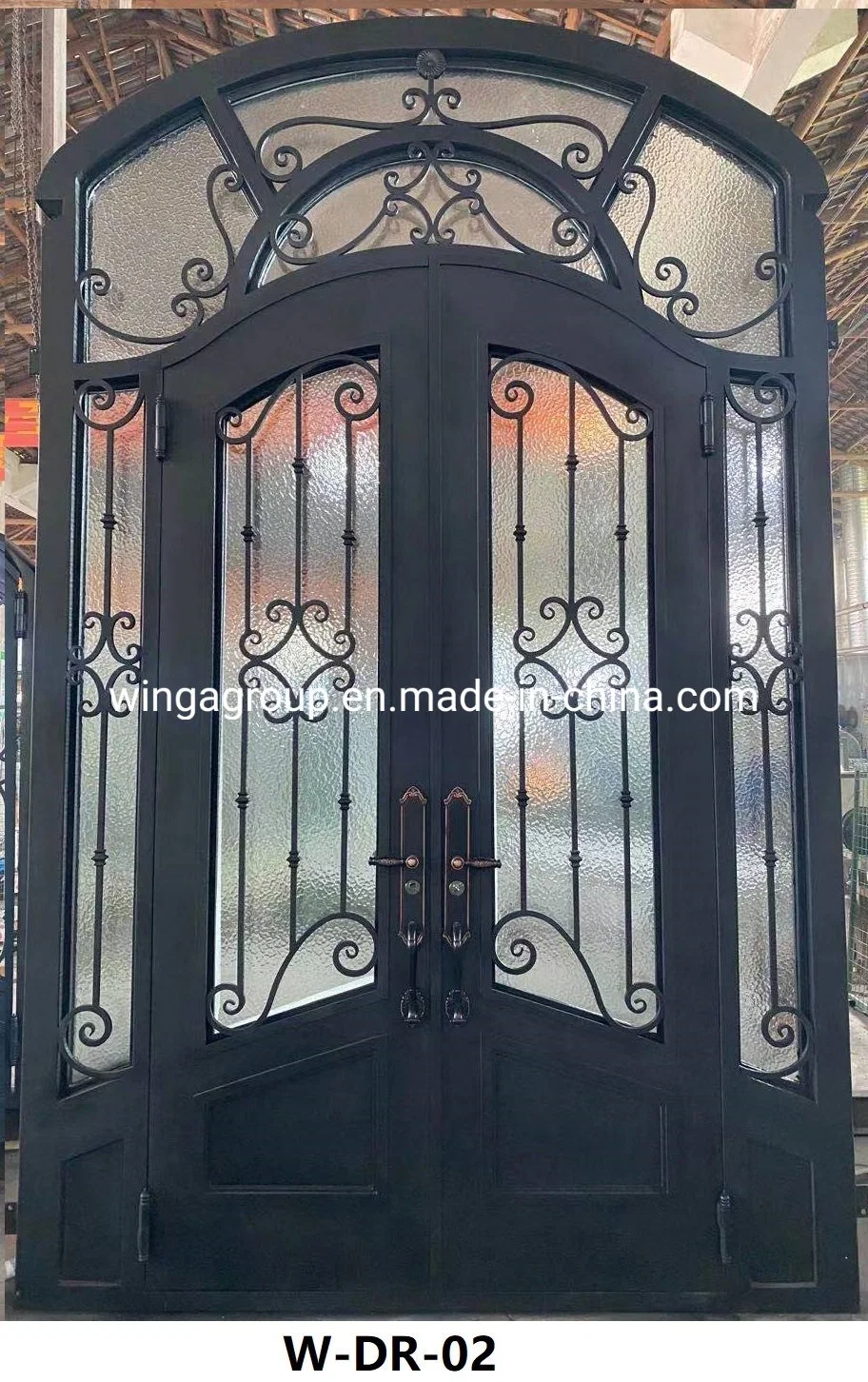 Four Style Side Fixed Iron Security Steel Exterior Door W-Dr-02