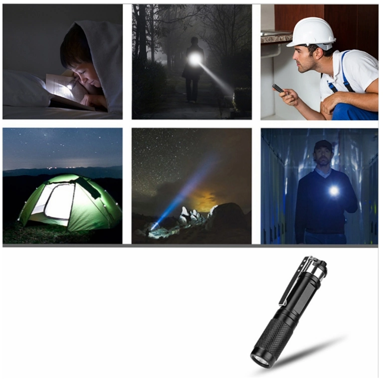 Wholesale/Supplier Camping Portable Outdoor Emergency Torch Lighting LED Pocket Sized Metal Clip Mini Durable Aluminum Flash Lamp Battery Powered LED Flashlight