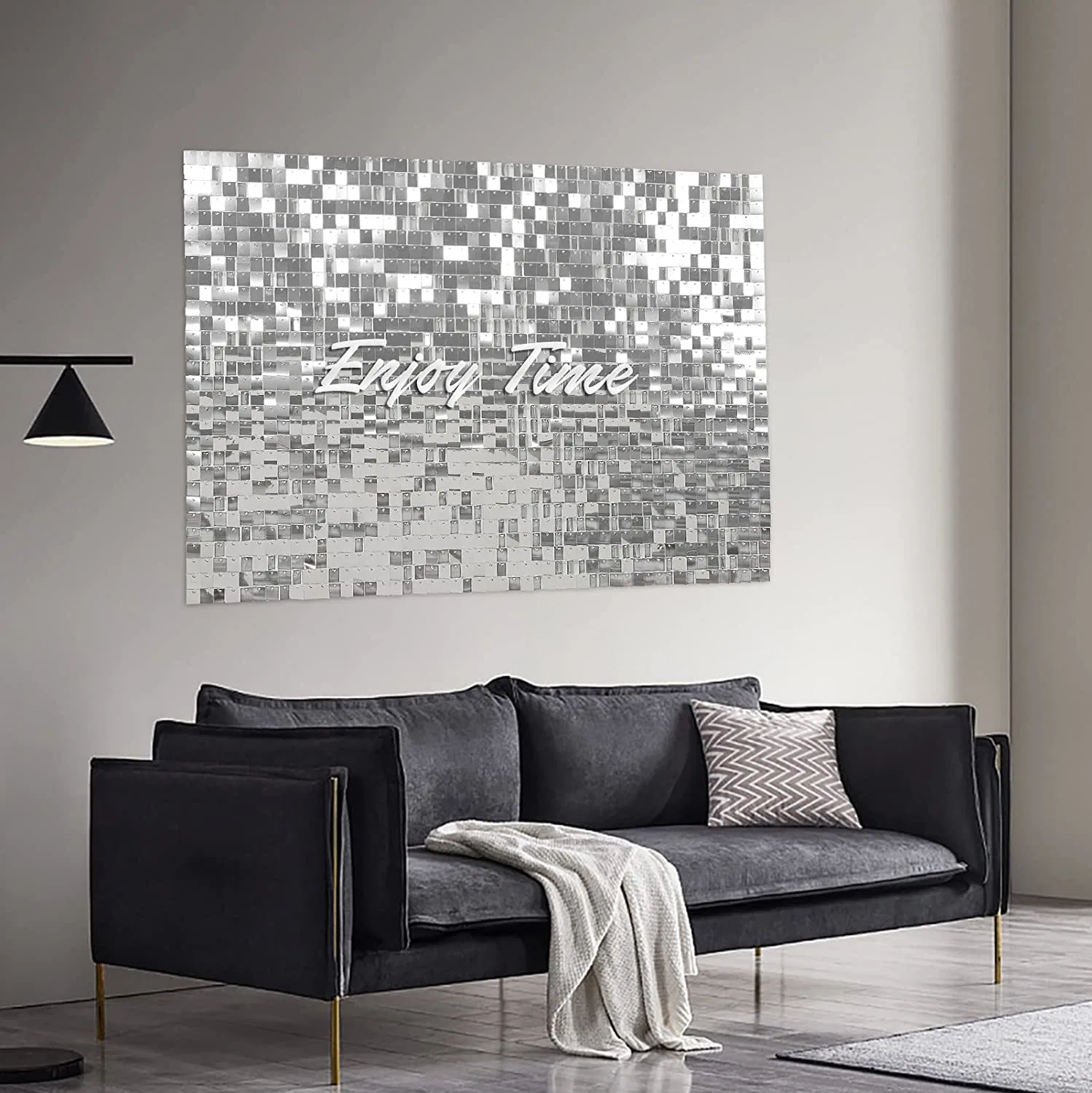 Sequin Shimmer Wall Backdrop Home Decor Mirror Silver Shimmer Panels for Home Decoration and Party Decoration