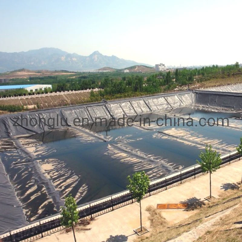 Textura negra lisa Geomembrana Pond Liner ASTM geo membrana Film para el canal del dique del río paisaje lago artificial