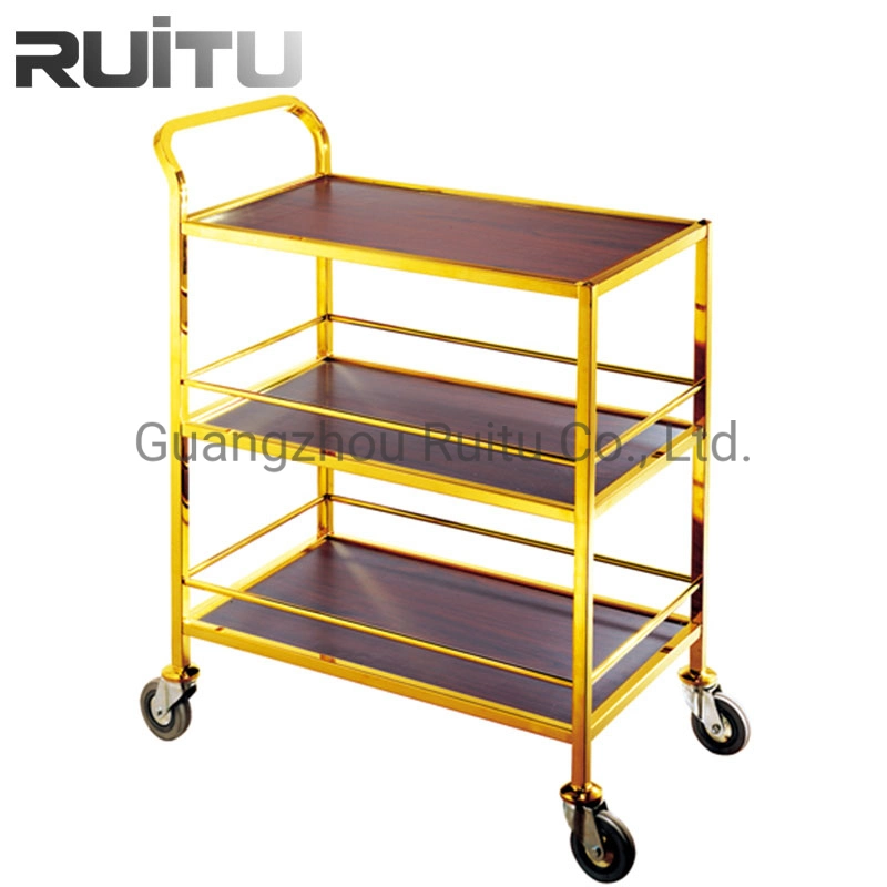 Knocked-Down Metal Stainless Steel Rolling 2 Layer Hand Carts Trolley with 4 Wheels for Hospital & Hotel Room Bar Restaurant Food Serving Transport Trolley