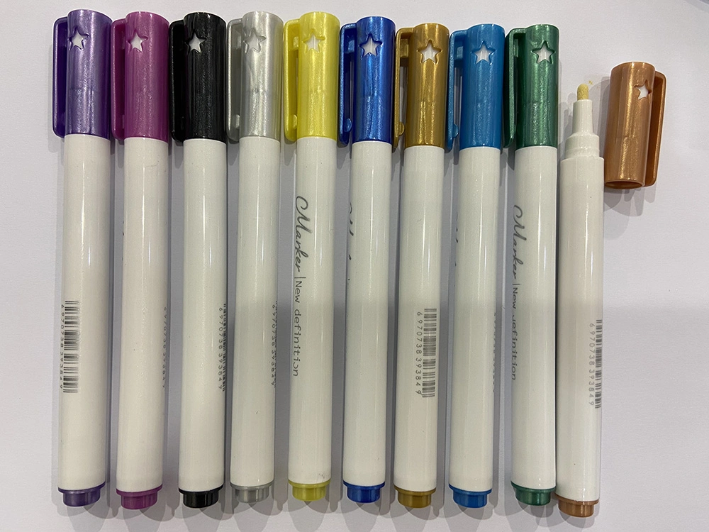 Metallic Double Line Markers Set for School and Stationery Supply