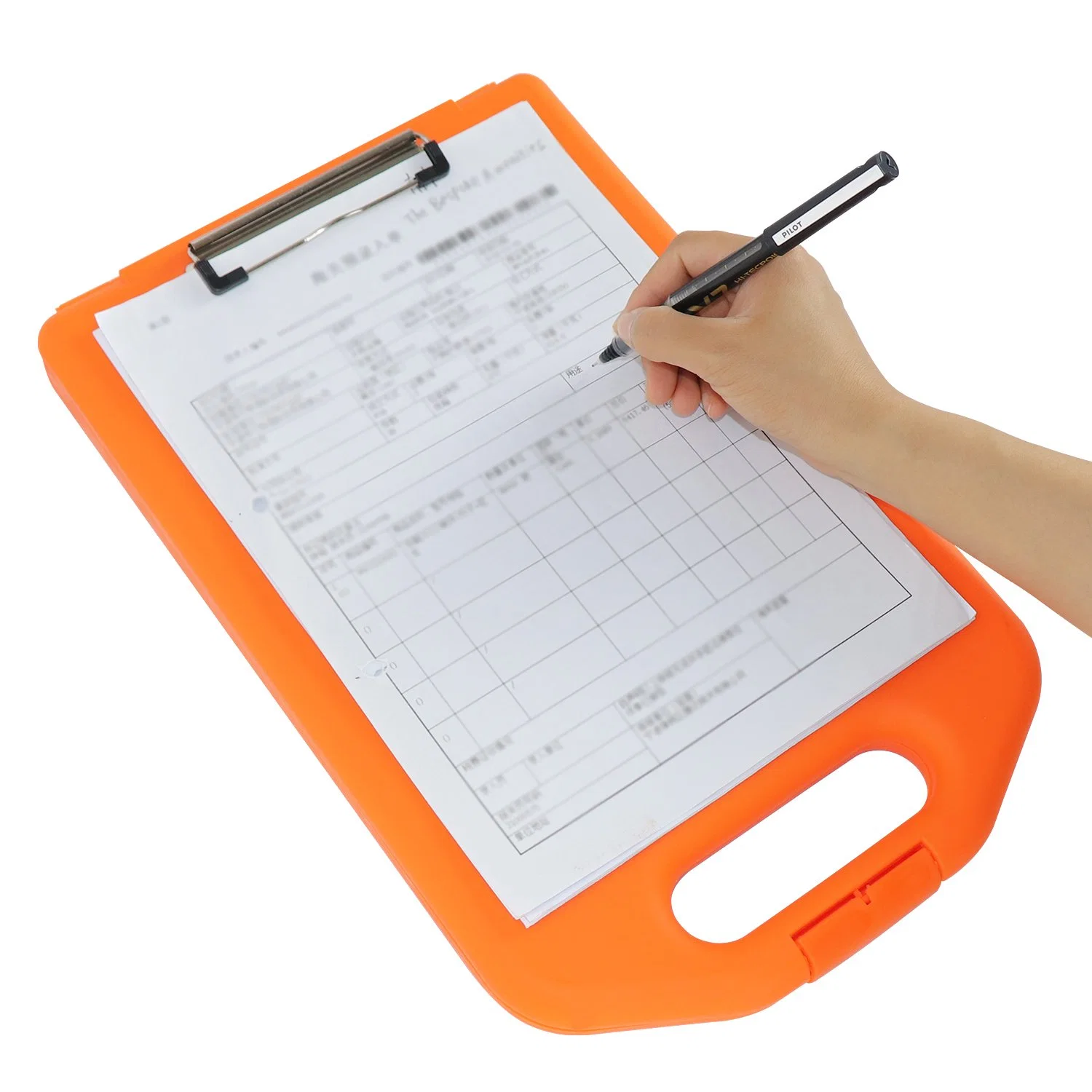 Office Classroom Supply Duty Smooth Writing Портативные документы Orange Пластиковый буфер обмена с ручкой