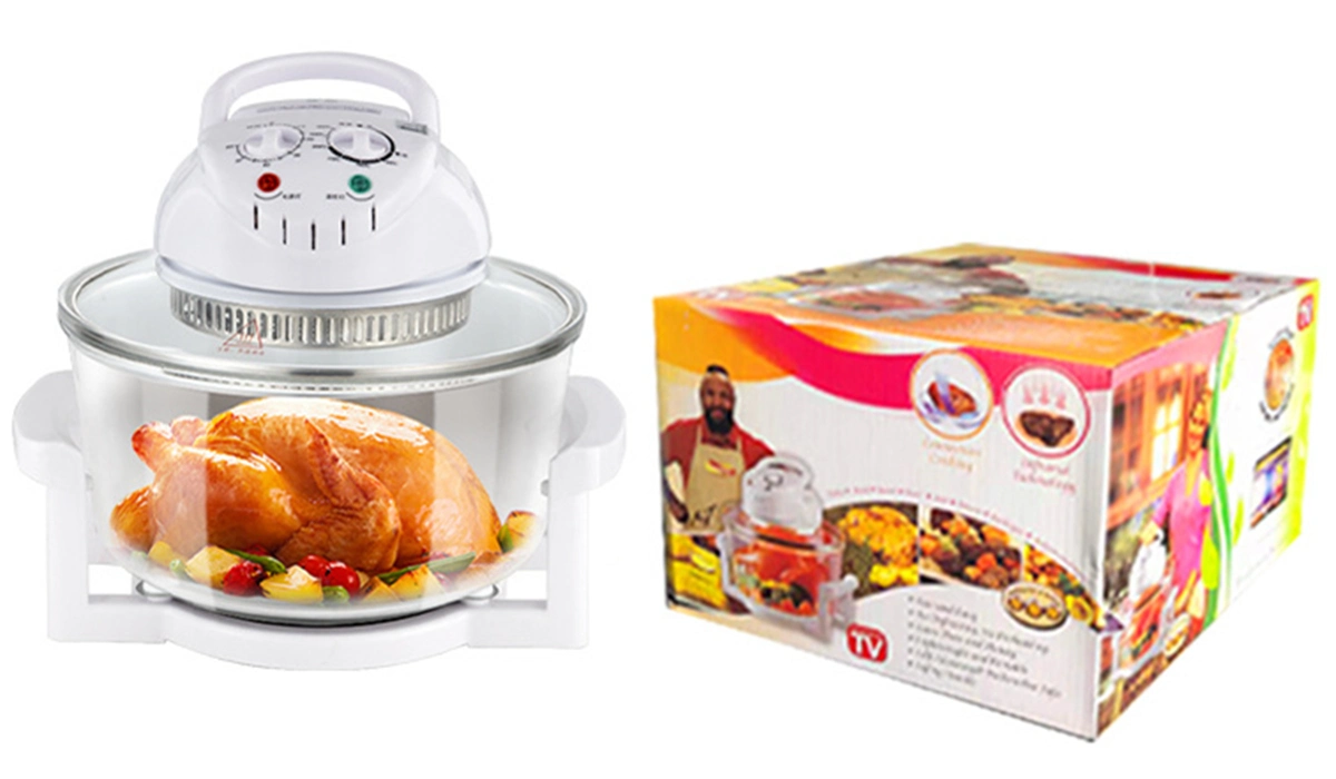 Halogen Oven 12L Forno de Convecção de Halogênio com Vidro Visível Fritadeira de Ar Forno de Convecção de Halogênio Elétrico Forno de Halogênio Cozinheiro Silver Crest Tigela de Vidro de Convecção Forno de Halogênio Turbo Forno Venda