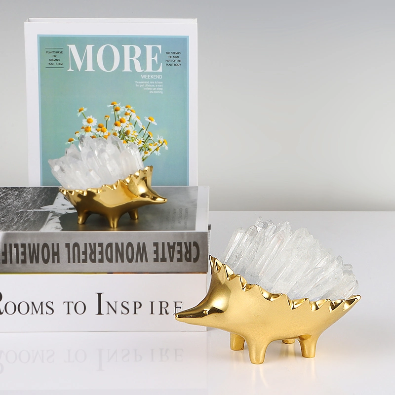 Modern Farmhouse Living Room Decor Simulation Hedgehog Design Brass Accessories for Home