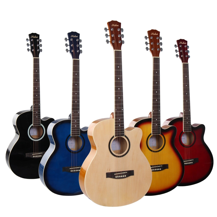 Factory Customs Wooden Musical Instruments Jazz Guitar Folk Guitar High Gloss Beginner Guitars 40inch Basswood Colorful Acoustic Guitar