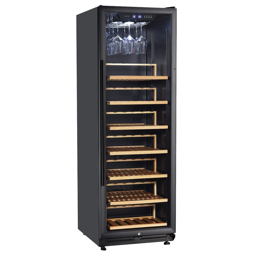 Brand New Free Standing Black Display Single Zone Wine Cooler