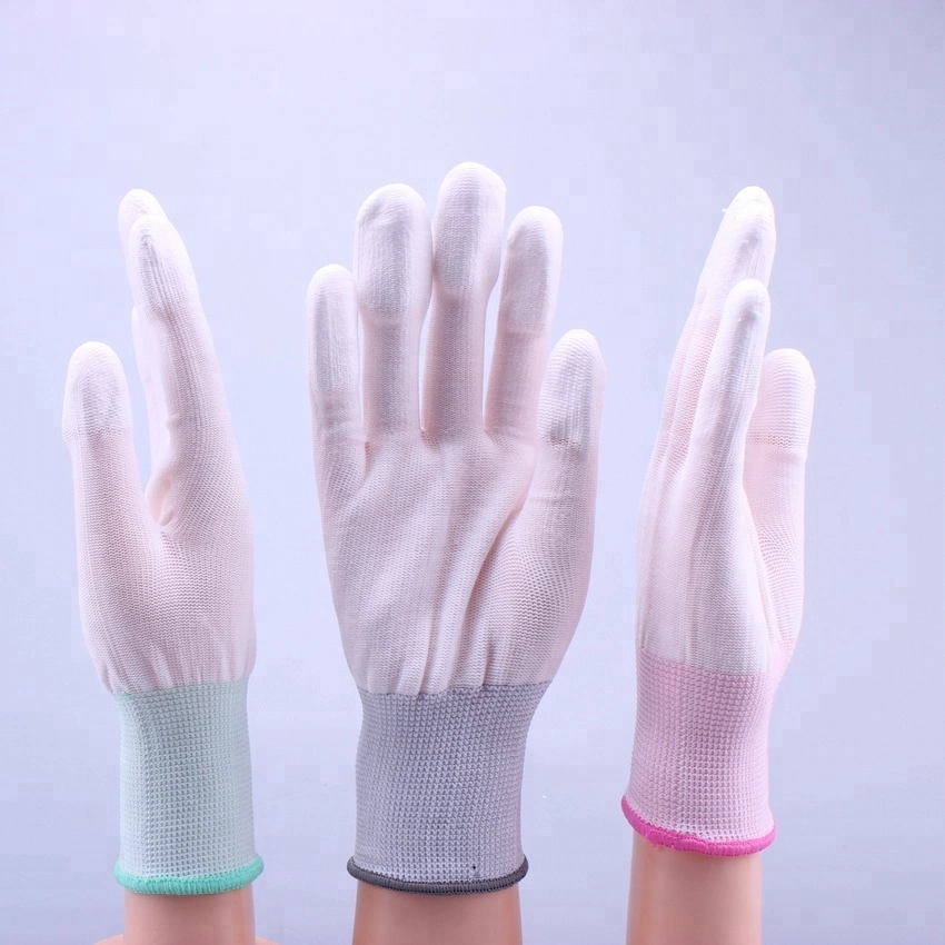 Factory Direct Sales Knitted Nylon PU Antistatic Material Finger Coated Hand Safety Work Gloves