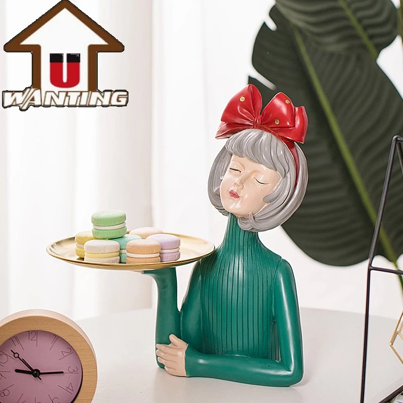 Wholesale/Supplier Nordic Girl Statue Living Room Decor Desktop Decorative Jewelry Keys Tray