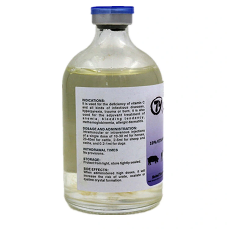 Top Quality Best Price GMP Nutritional Veterinary Animal Medicine Vitamin C Injection 10% 10ml 50ml 100ml 250ml 500ml