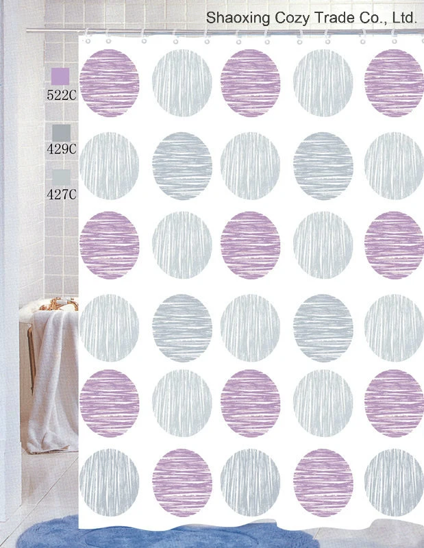 Simple Flower Design Polyester Shower Curtain