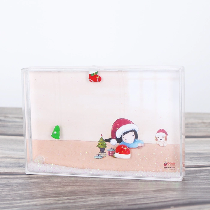 Rectangle Plastic Acrylic Water Photo Frame with Liquid Snow Globe