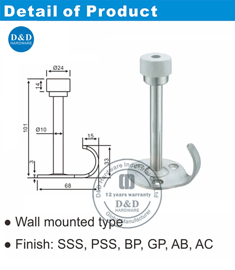 Ironmongery gute Qualität Türstopper mit Haken in Edelstahl Antikes Kupfer