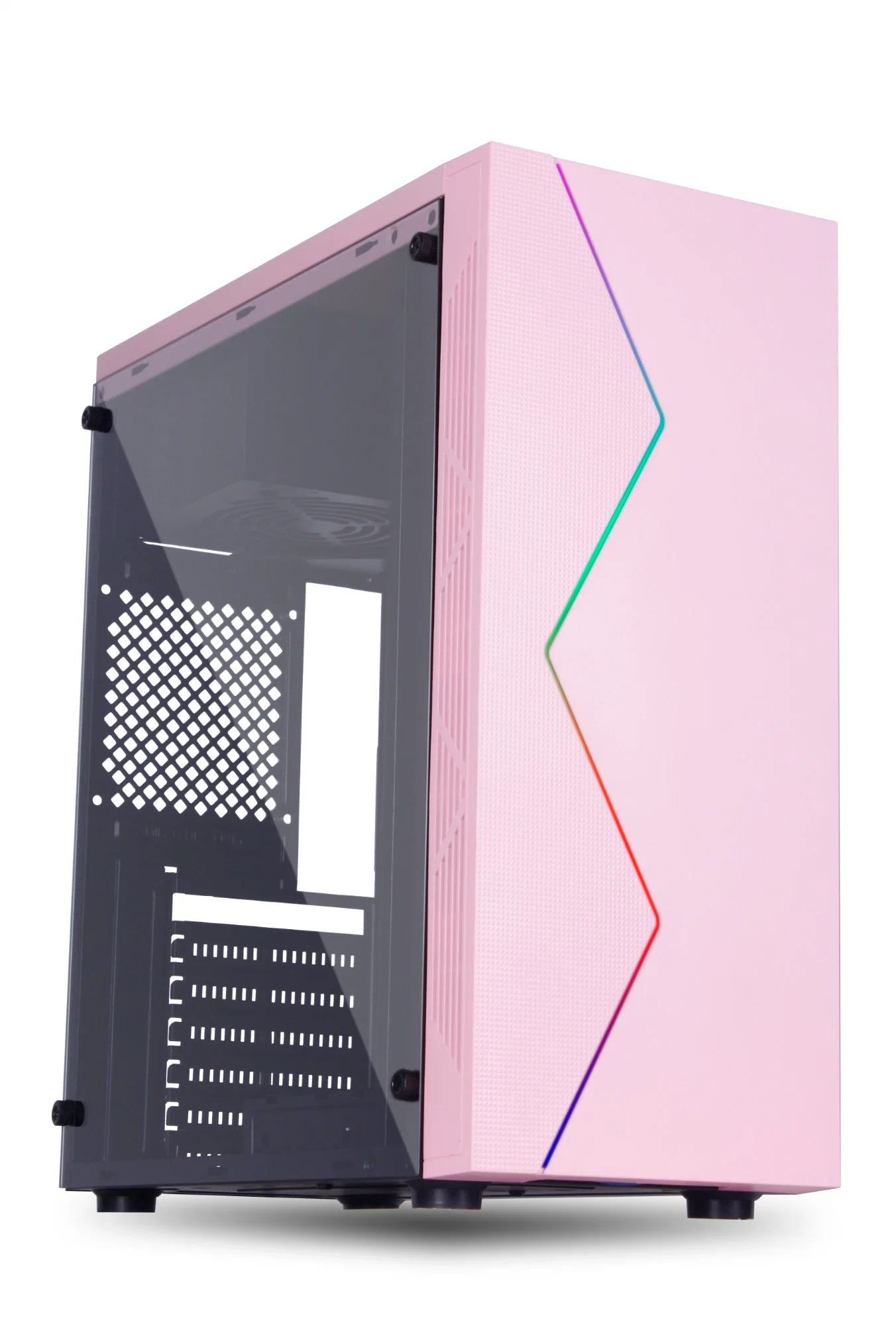 Popular Pink ATX Office Computer Case with RGB Strip