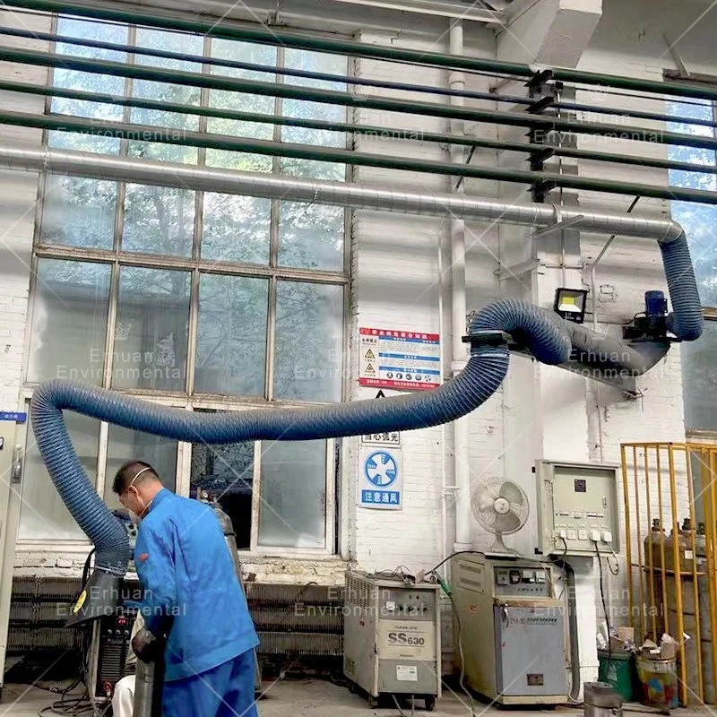 Flexible Erhuan Fume Extraction Hood Arm Welding Fume Arm Built in Support Dust Collection Hood Arm