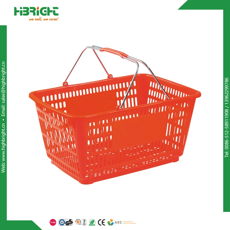 Super Market Double Handle Plastic Shopping Basket