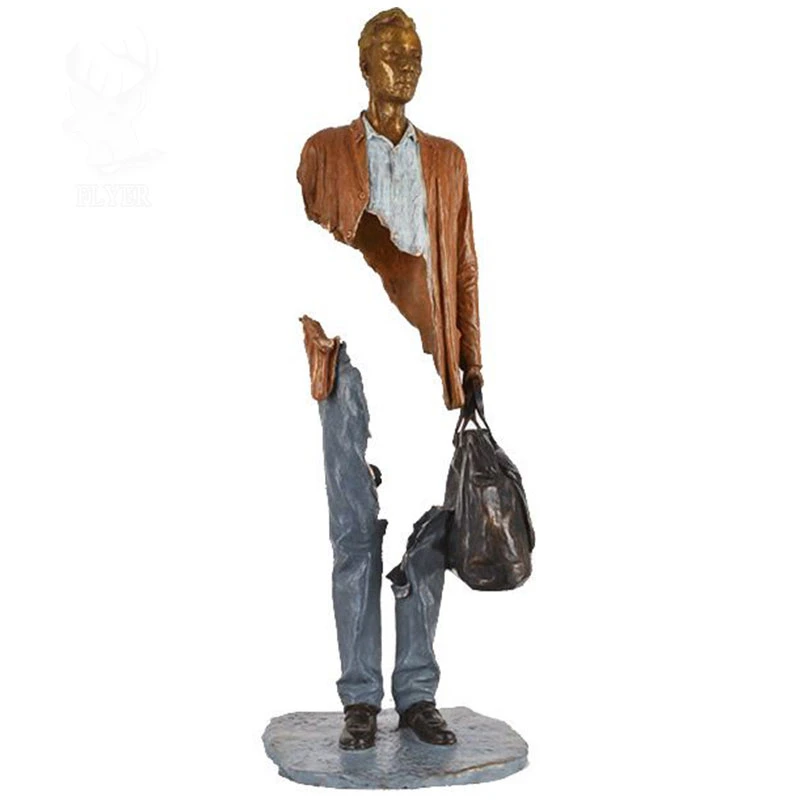 Life Size Antique Bronze Casting Traveler Sculpture for Sale