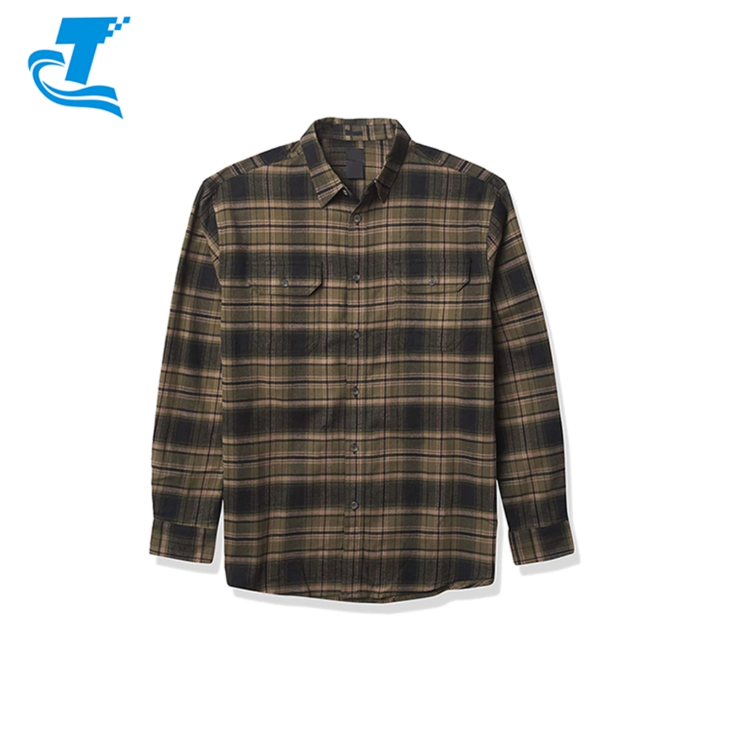 Spring&Autumn Woven Cotton Flannel Men Shirt