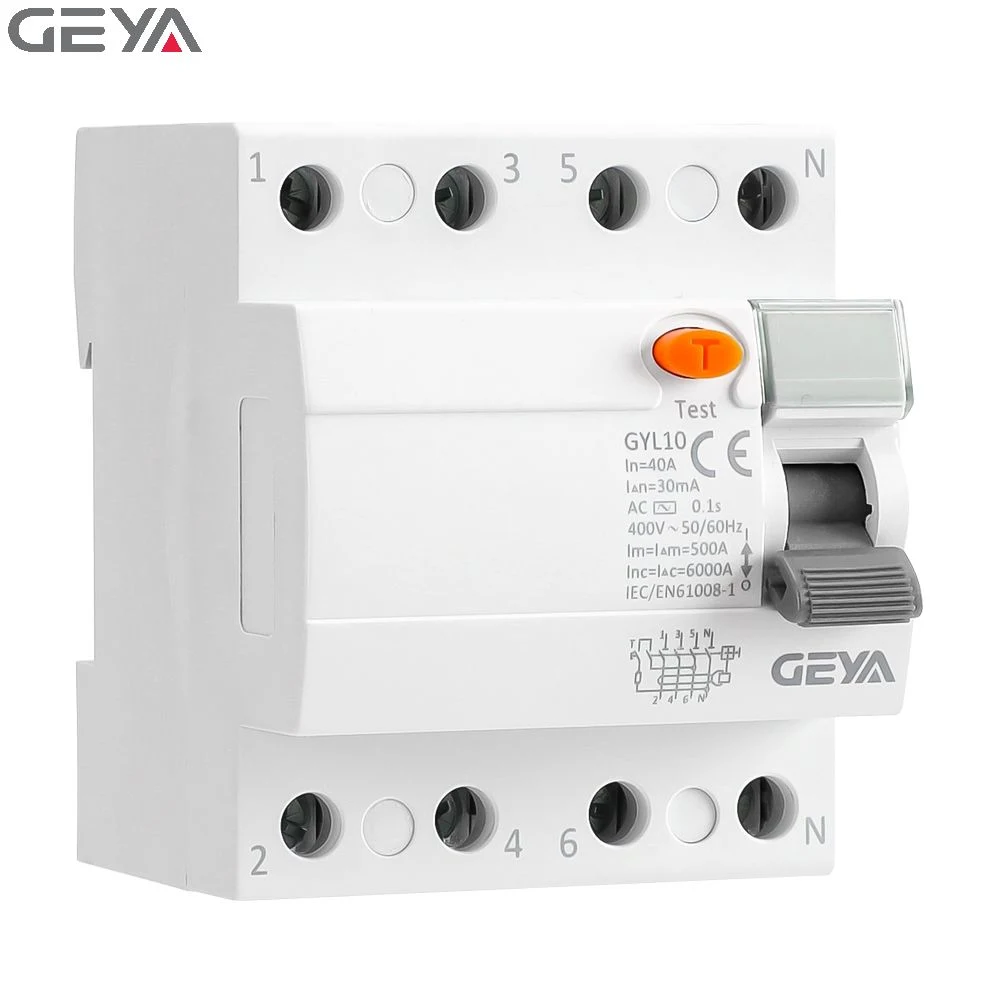 Geya Wholesale/Supplier Gyl10 3 Phase + N Earth Leakage Residual Current Circuit Breaker Good Price ELCB 10mA 30mA 100mA 300mA 500mA