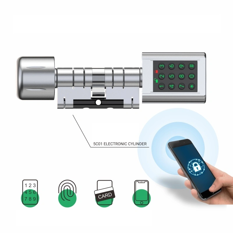 Jixin Tuya Bluetooth Aluminum Alloy Electronic Cylinder Work with Fingerprint and Keycard