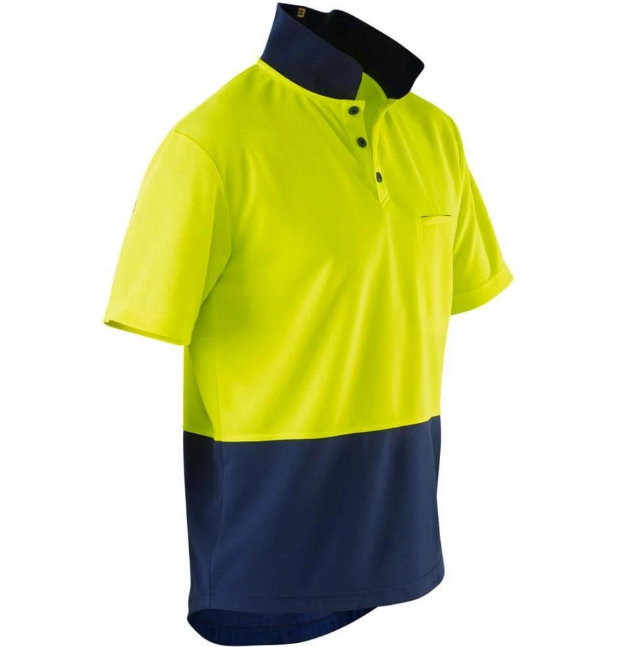 Armor Hi Vis Orange/Marine Polo manches courtes Polyester avec poche de poitrine Vêtements de travail