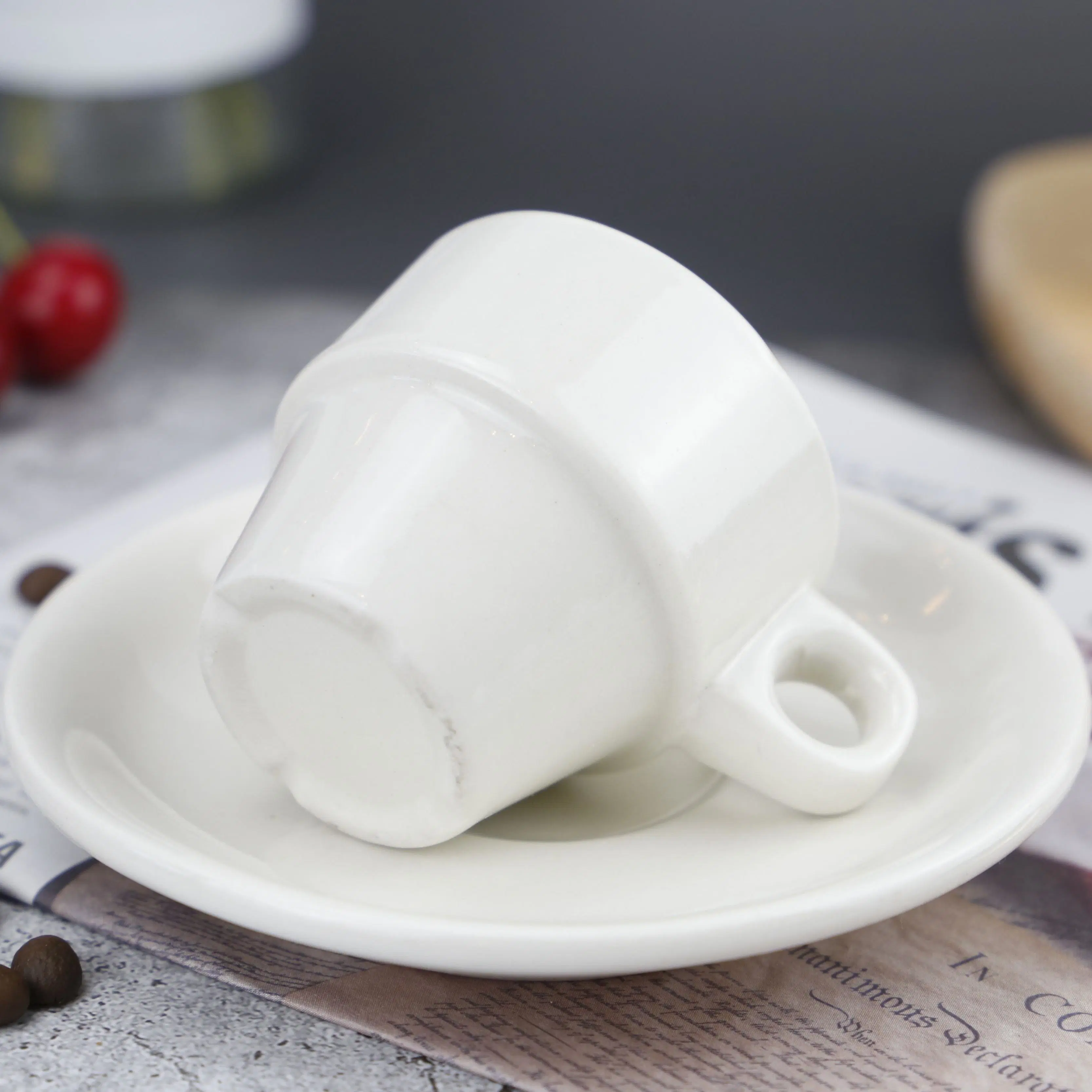 Classic White Small Size Ceramic Coffee Cup Set for Espresso