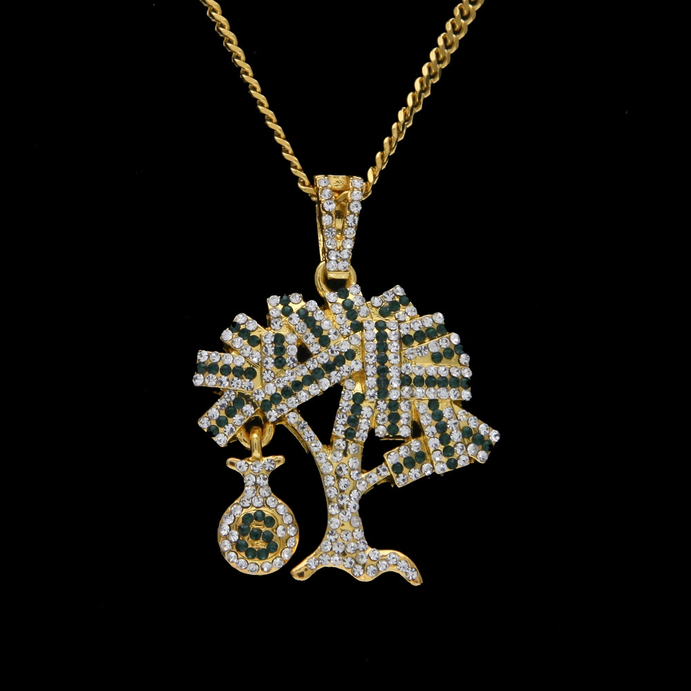 Hip Hop Fashion Jewelry New Cash Tree USD Money Bag Money Money Tree Pendant Necklace