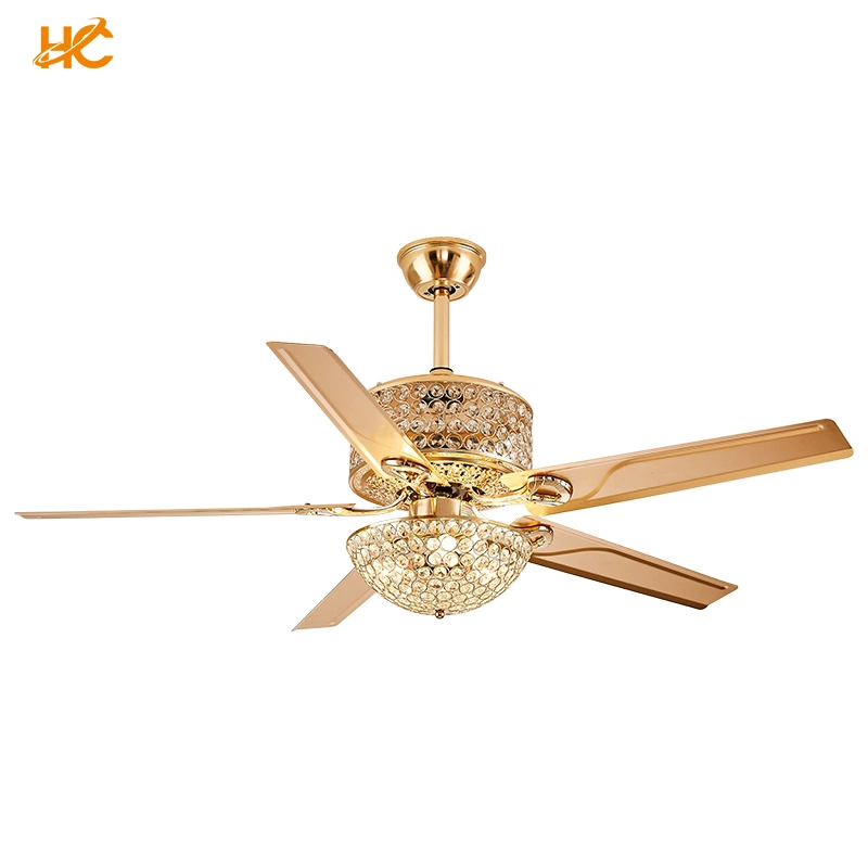 Golden Color 5 Blades Romote Control Luxury Indoor Outdoor Ceiling Fan Light