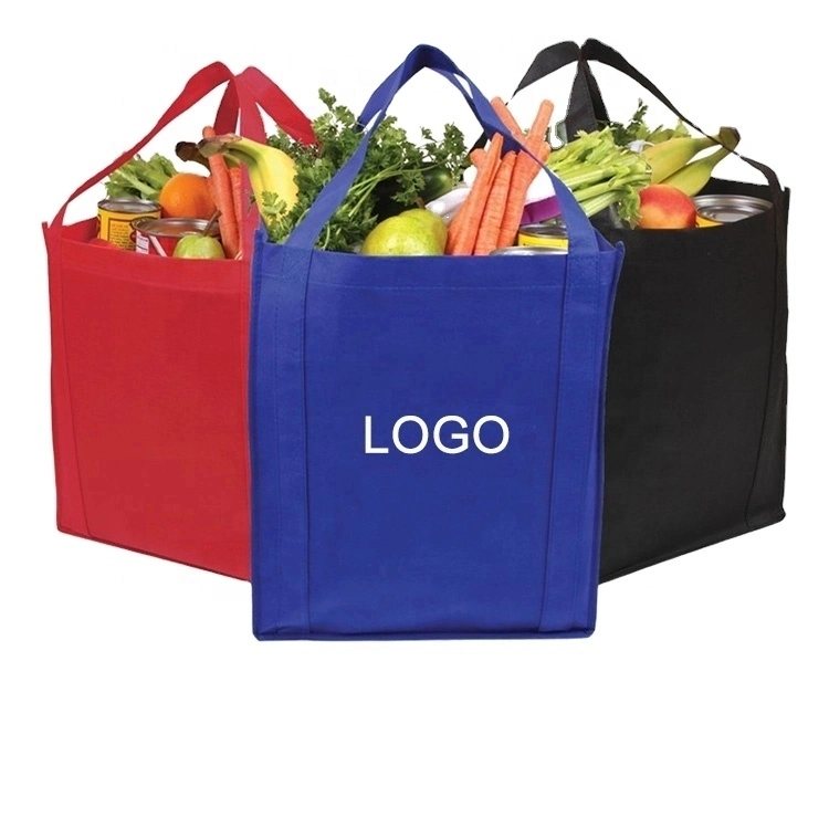 Impressão personalizada Eco Supermercado reutilizáveis Promoção Mercearia Shopping Descrição dos Produtos não tecidos saco de tecido Máquina Logotipo personalizado